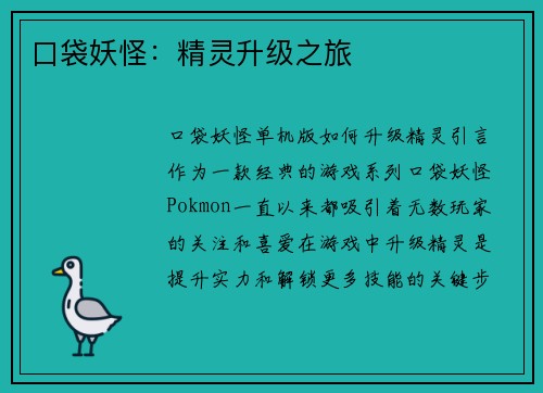 口袋妖怪：精灵升级之旅